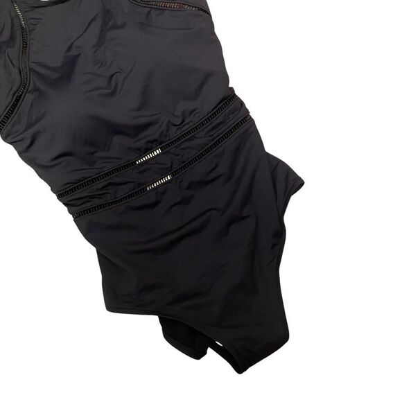 Sea Level Swim High Neck Ladder Stitch One Piece Swimsuit Black Size 10 NWT - Picture 4 of 7